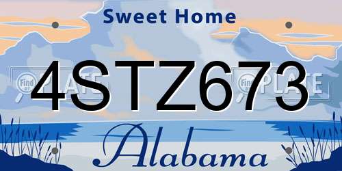 4STZ673 Alabama License Plate