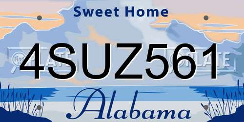 4SUZ561 Alabama License Plate