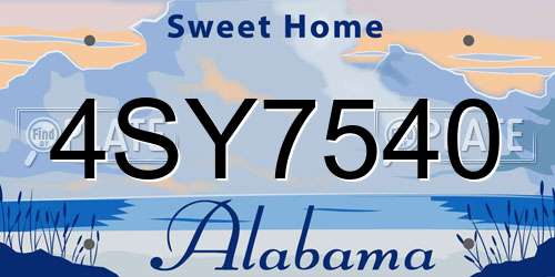 4SY7540 Alabama License Plate