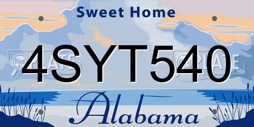 4SYT540 Alabama License Plate