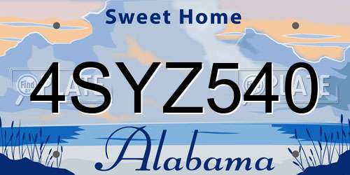 4SYZ540 Alabama License Plate