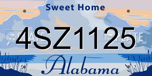 4SZ1125 Alabama License Plate