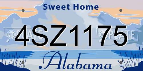 4SZ1175 Alabama License Plate