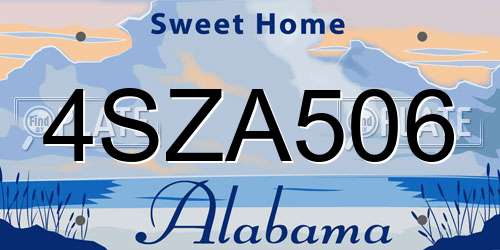 4SZA506 Alabama License Plate