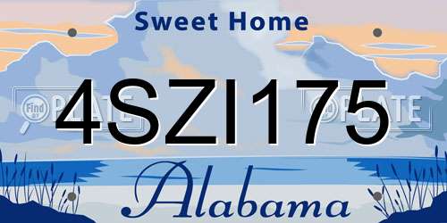 4SZI175 Alabama License Plate