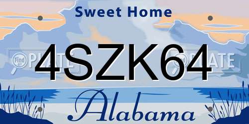 4SZK64 Alabama License Plate