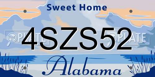 4SZS52 Alabama License Plate