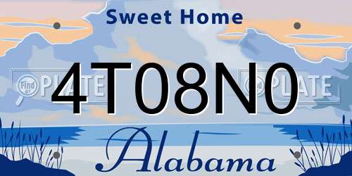 4T08N0 Alabama License Plate