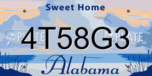 4T58G3 Alabama License Plate