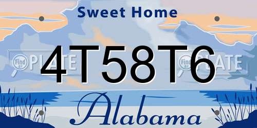 4T58T6 Alabama License Plate