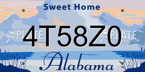 4T58Z0 Alabama License Plate