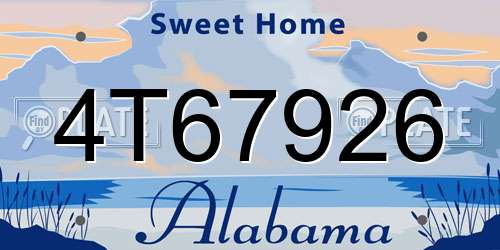 4T67926 Alabama License Plate