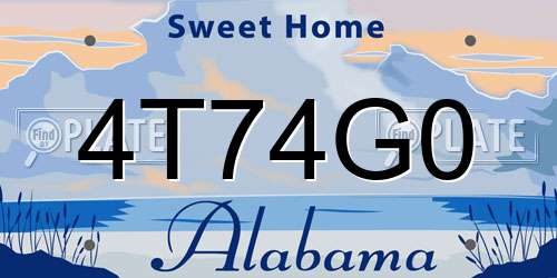 4T74G0 Alabama License Plate