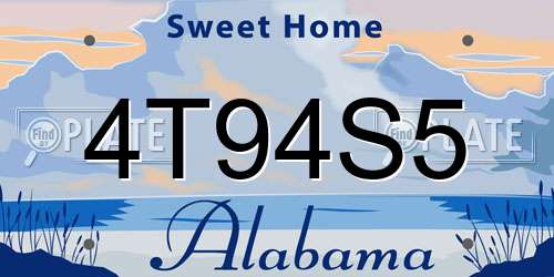 4T94S5 Alabama License Plate