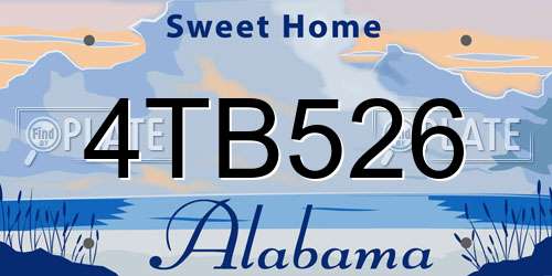 4TB526 Alabama License Plate