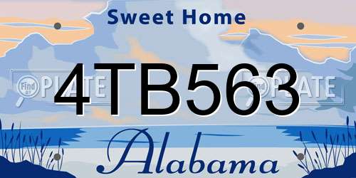 4TB563 Alabama License Plate