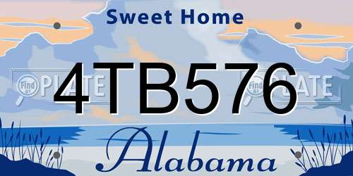 4TB576 Alabama License Plate