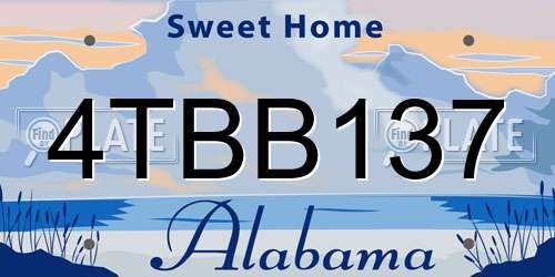 4TBB137 Alabama License Plate