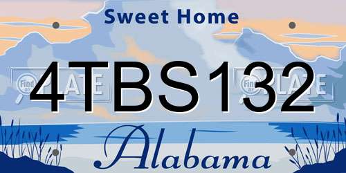 4TBS132 Alabama License Plate