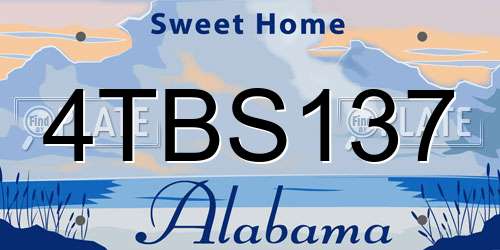 4TBS137 Alabama License Plate