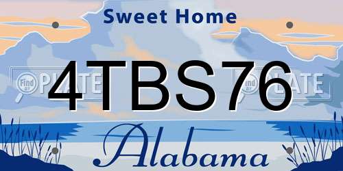 4TBS76 Alabama License Plate