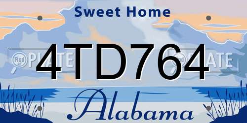 4TD764 Alabama License Plate