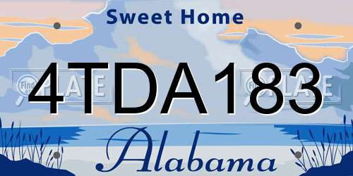 4TDA183 Alabama License Plate