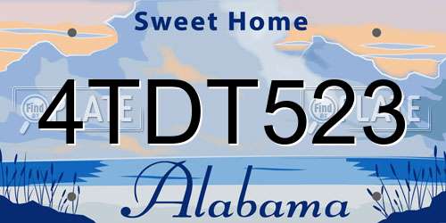 4TDT523 Alabama License Plate