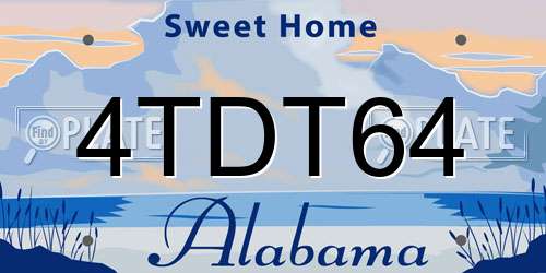 4TDT64 Alabama License Plate