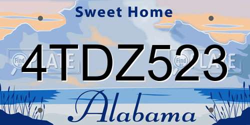 4TDZ523 Alabama License Plate