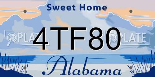 4TF80 Alabama License Plate