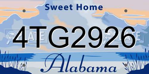 4TG2926 Alabama License Plate