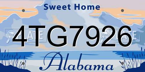 4TG7926 Alabama License Plate