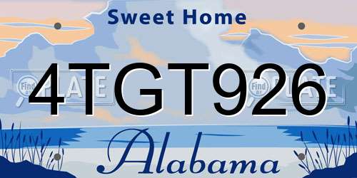 4TGT926 Alabama License Plate