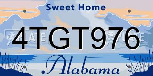 4TGT976 Alabama License Plate