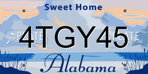 4TGY45 Alabama License Plate