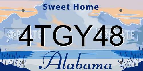 4TGY48 Alabama License Plate