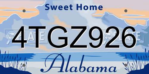 4TGZ926 Alabama License Plate