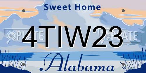 4TIW23 Alabama License Plate