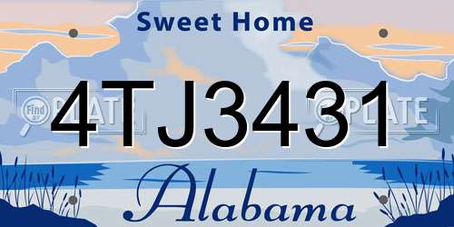 4TJ3431 Alabama License Plate