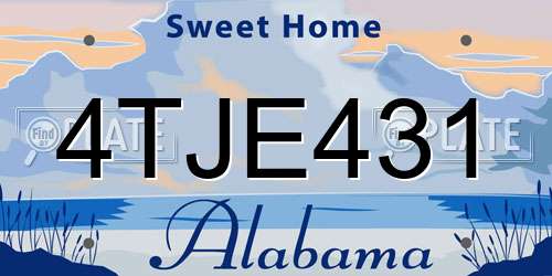 4TJE431 Alabama License Plate