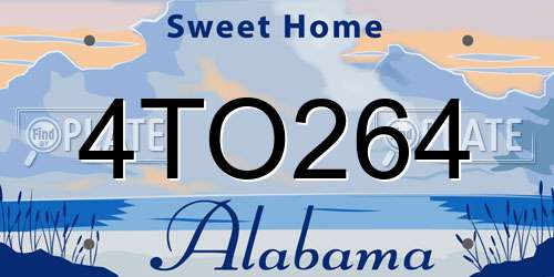 4TO264 Alabama License Plate