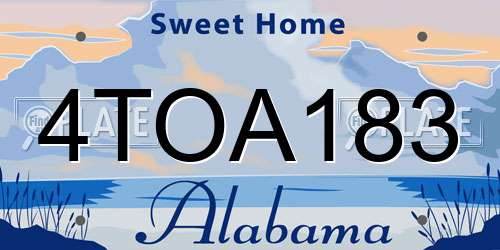 4TOA183 Alabama License Plate