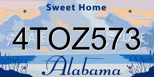 4TOZ573 Alabama License Plate