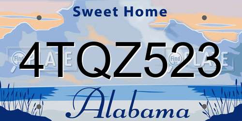 4TQZ523 Alabama License Plate