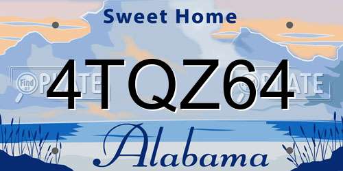 4TQZ64 Alabama License Plate
