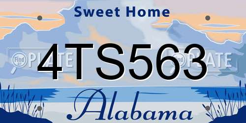 4TS563 Alabama License Plate