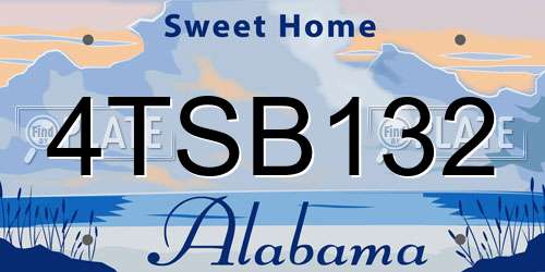 4TSB132 Alabama License Plate