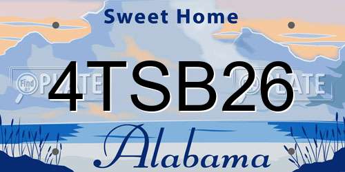 4TSB26 Alabama License Plate
