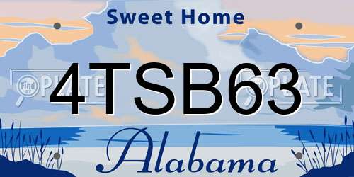 4TSB63 Alabama License Plate
